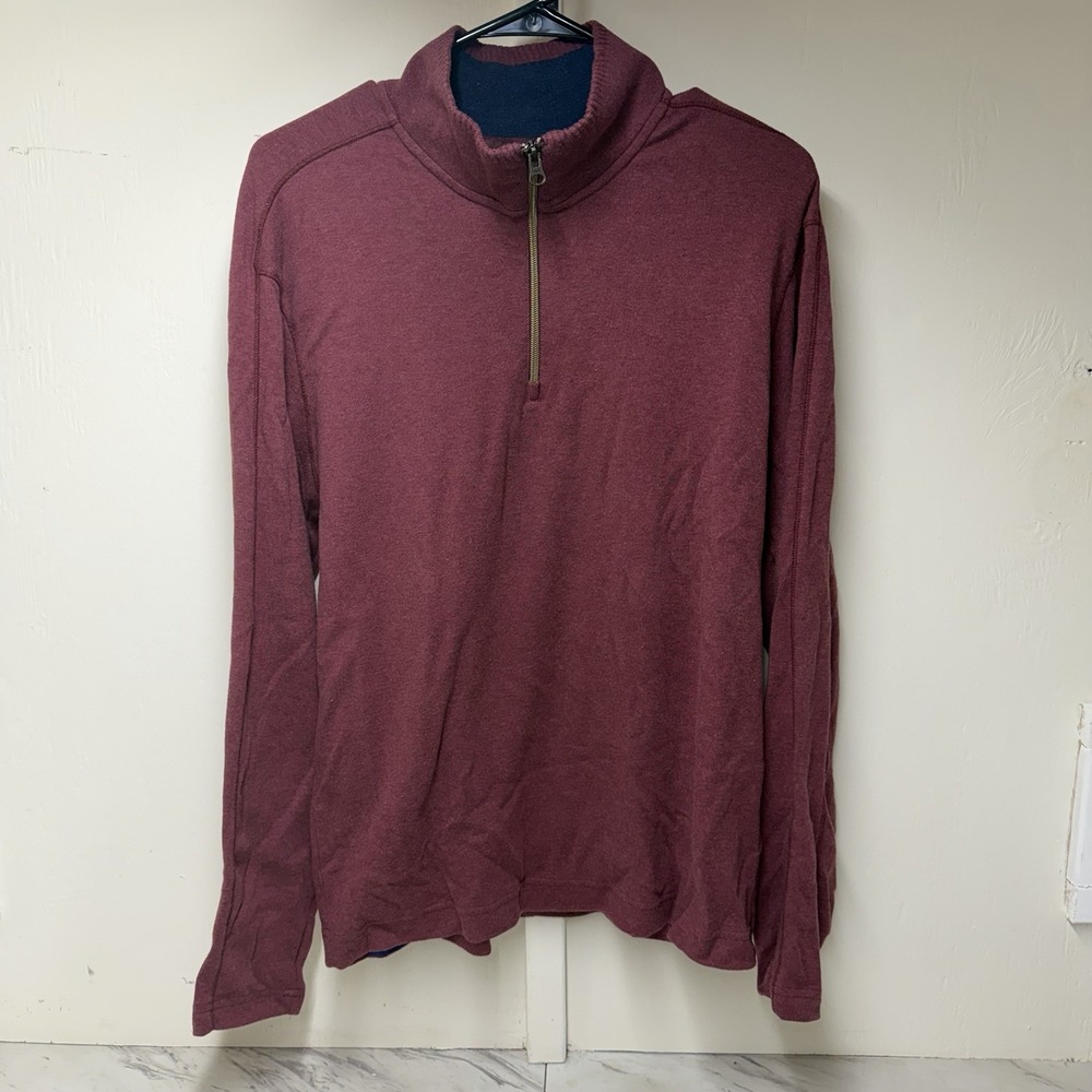 Robert Graham Mens Red 1/4 Zip Mock Neck Pullover Sweater Medium Classic Fit